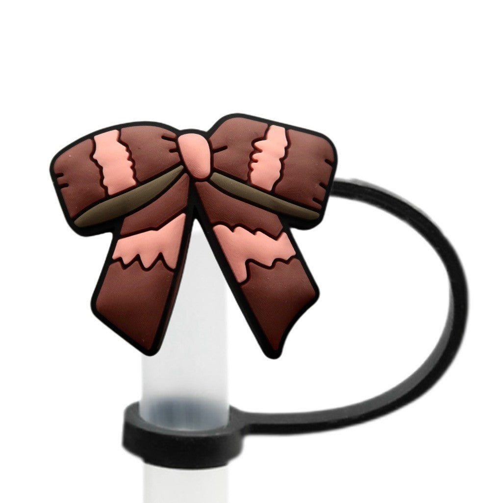 Wholesale 10pcs Bow Straw Cap Silicone Straw Tube Cap