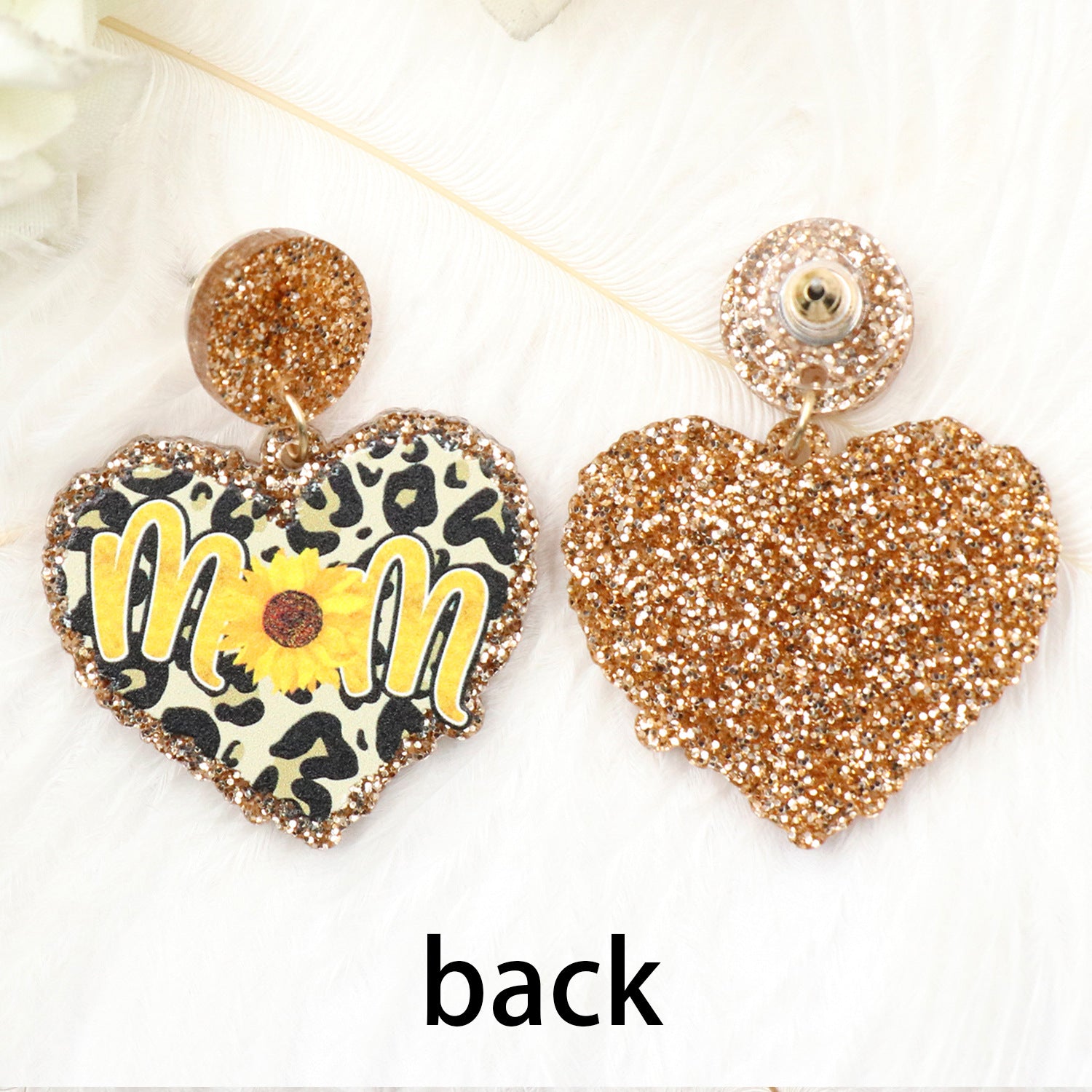 Wholesale Mother's Day Leopard Pattern Letter Acrylic Earrings
