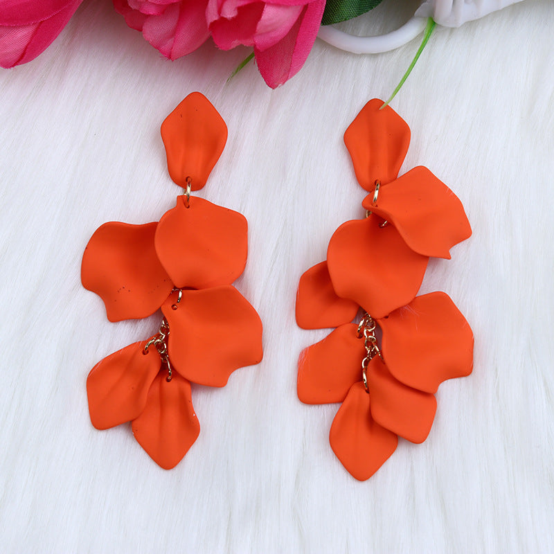 Wholesale Bohemian Style Fashion Personality Tassel Petal Candy Color Design Earrings