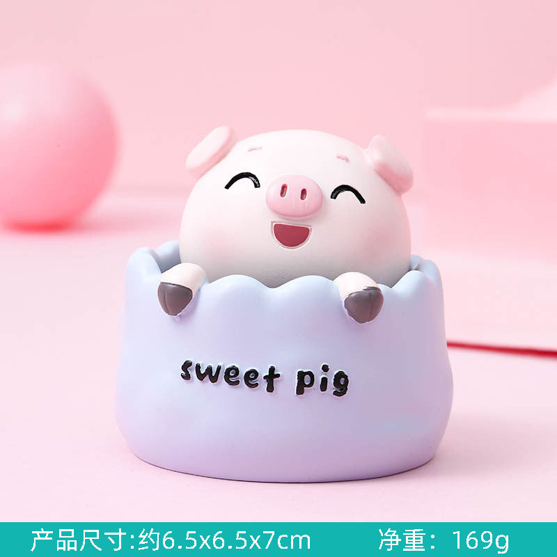 Wholesale of Piglet Shake Head Resin Doll Car Accessories