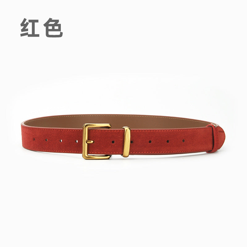 Wholesale Pin buckle genuine leather nubuck belt