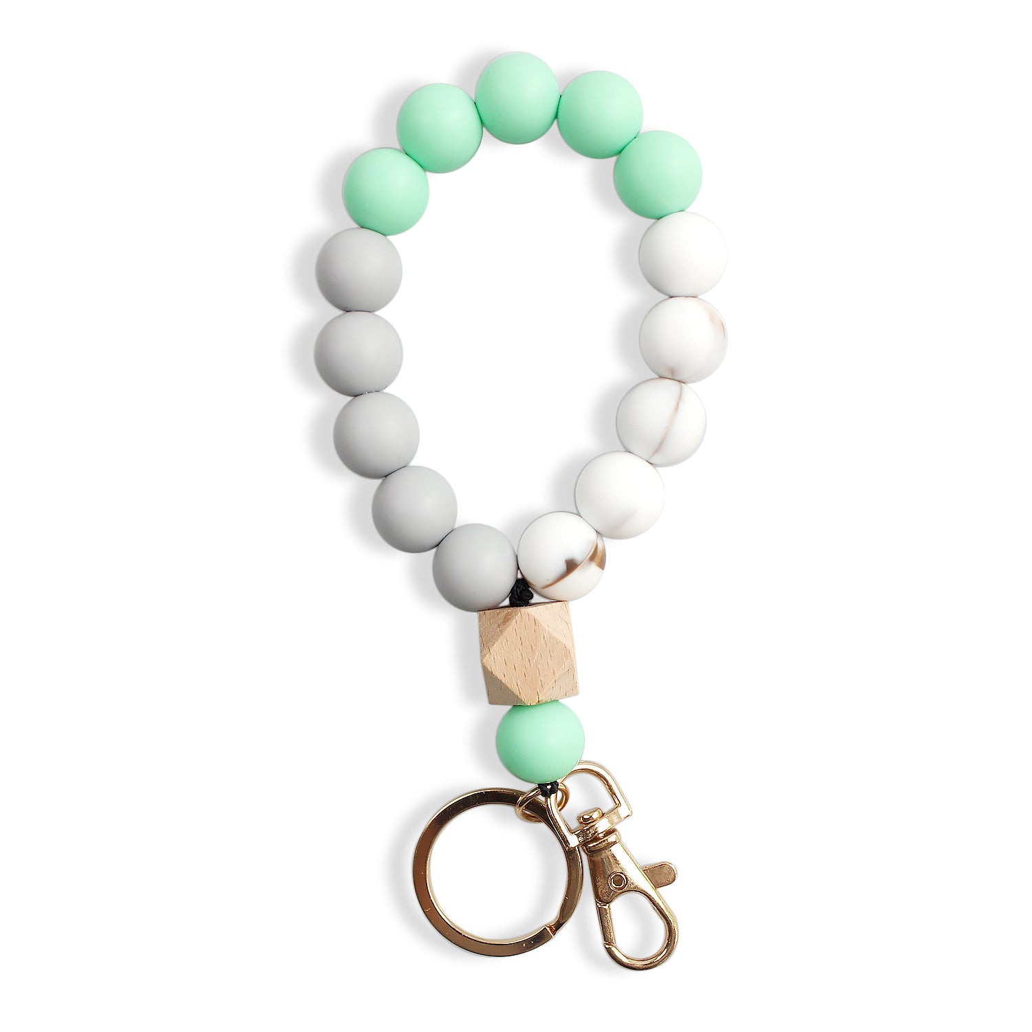 Wholesale Silicone Color Beaded Bracelet Keychain