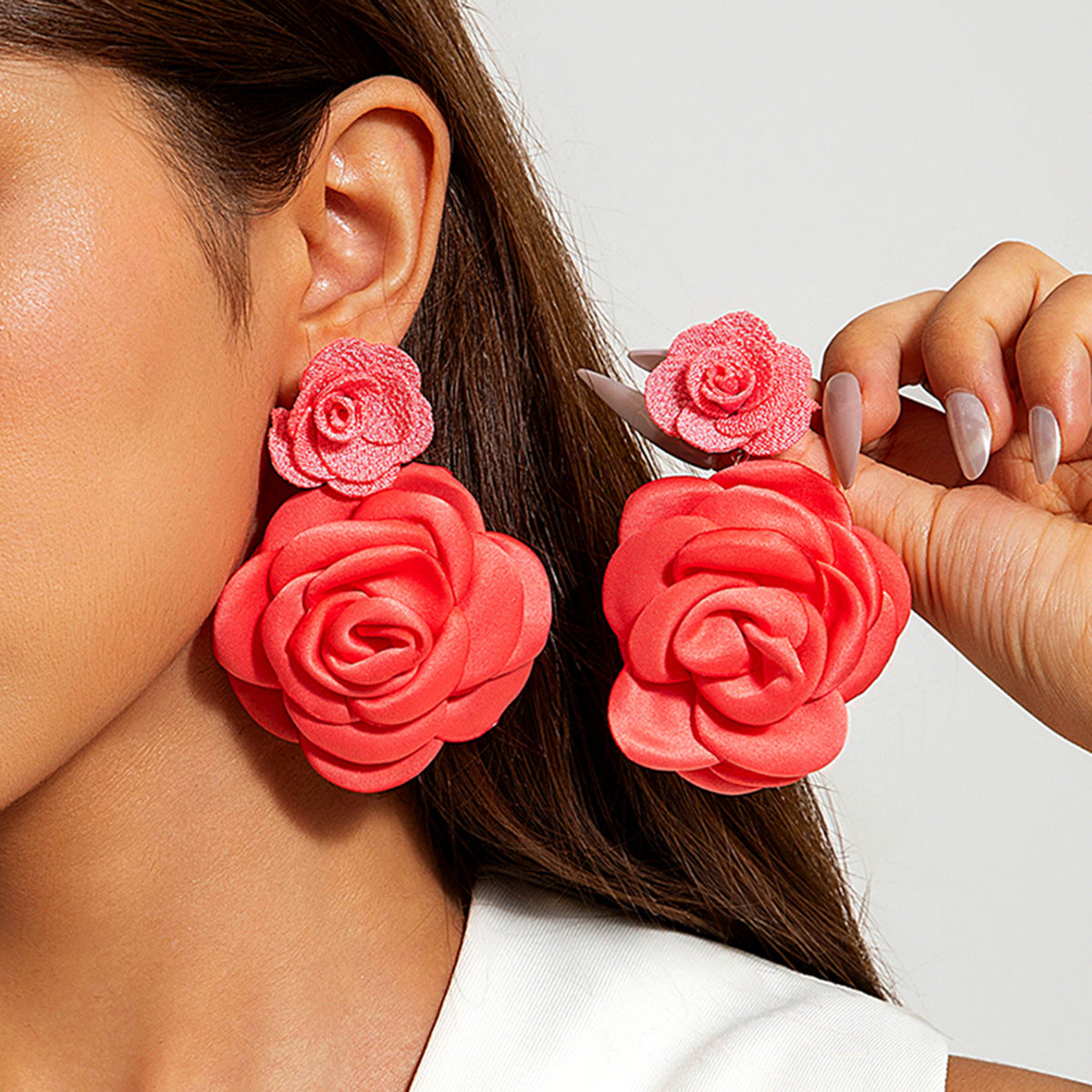 Wholesale Fresh and colorful floral Valentine' s Day earrings