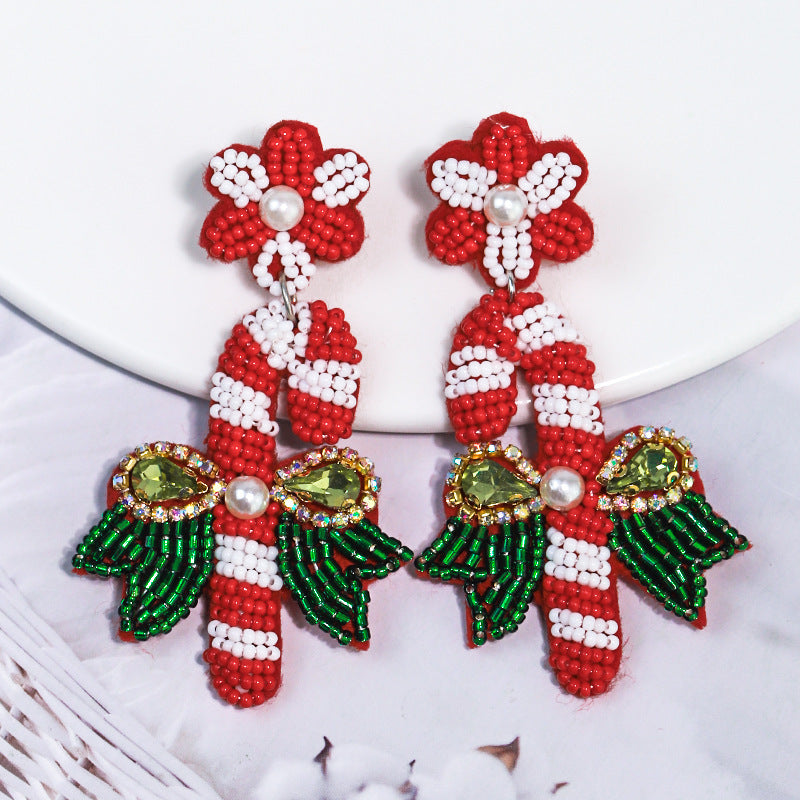 Wholesale Christmas Handmade Rice Bead Earrings