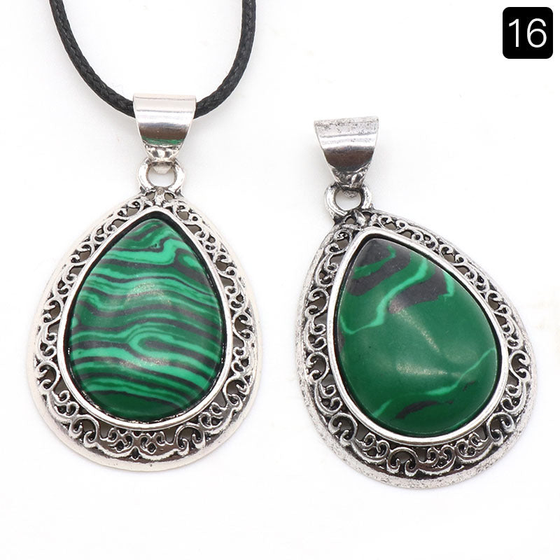 Wholesale Natural crystal agate semi-precious stone teardrop pendant