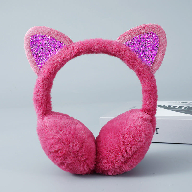 Wholesale Cat Ears Shiny Plush Cute Winter Cold Protection Warm Earmuffs