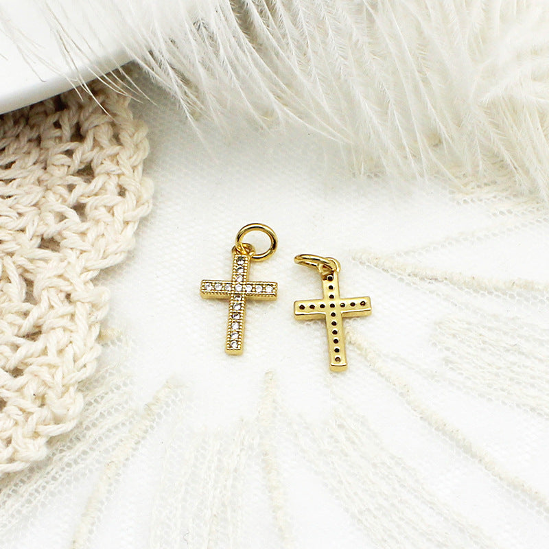 Wholesale Copper Inlaid Zircon Cross DIY Jewelry Accessories