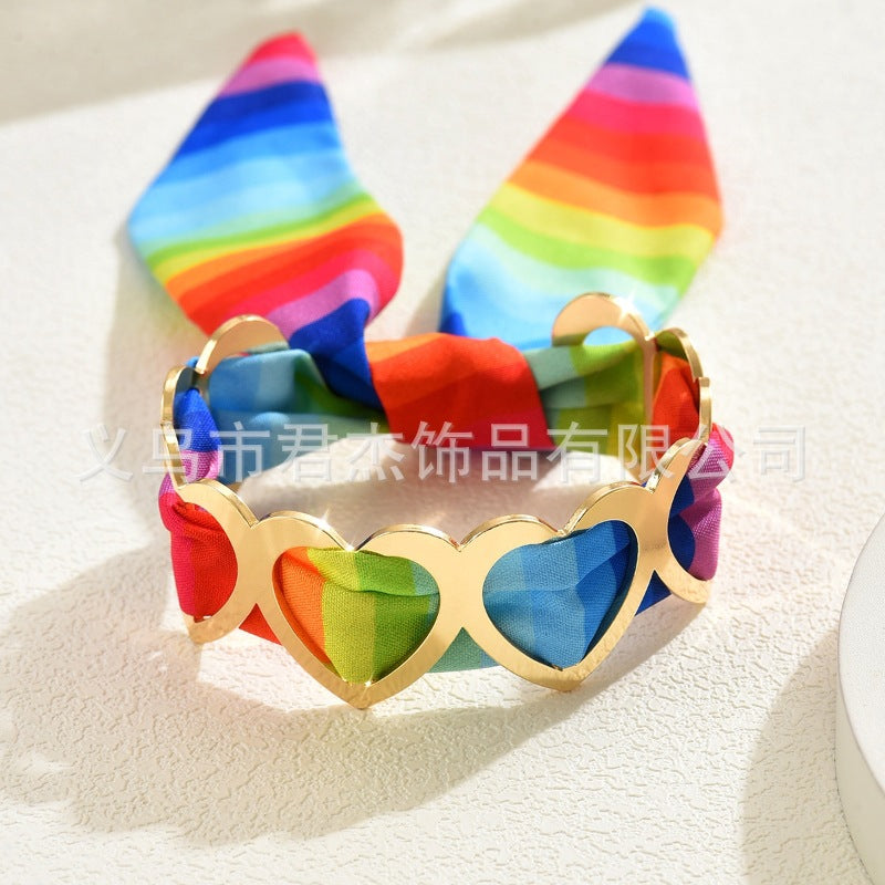 Wholesale Rainbow f heart metal irregular bracelet