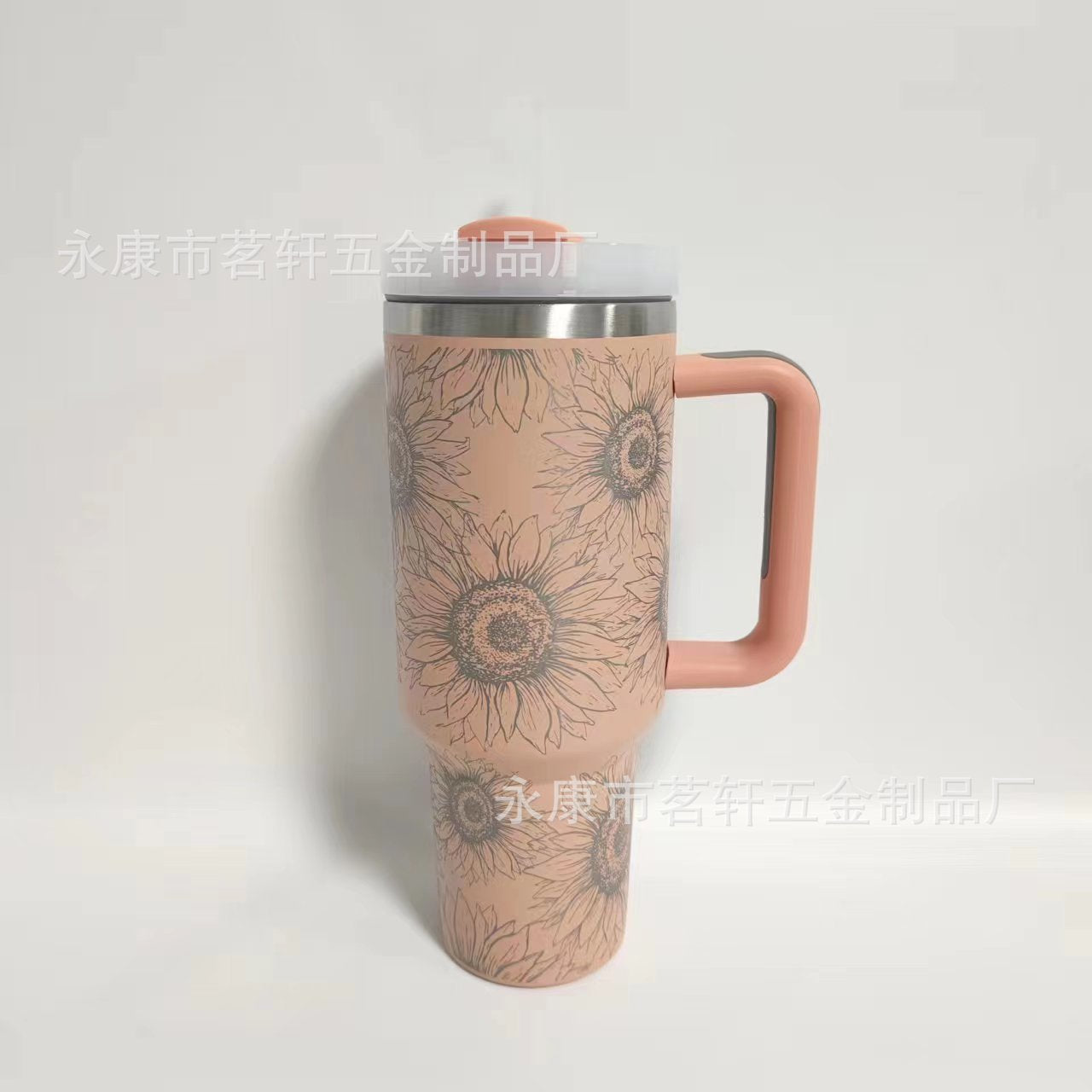 Wholesale Tumbler Ice Cup Laser Sunflower Car-mounted Stainless Steel Vacuum Insulated 40oz Handle Cup