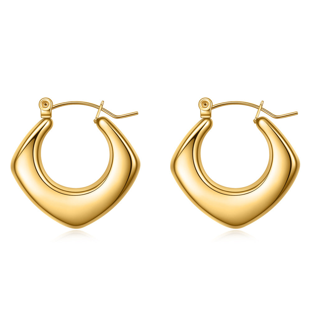 Wholesale Stainless Steel Geometric U-shaped Striped Vintage Minimalist Earrings