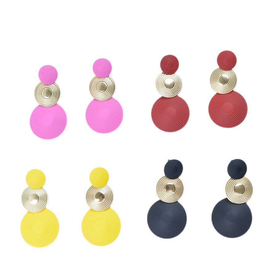 Wholesale  Pure Color Three-Layer Mosquito Coil Metal Earrings