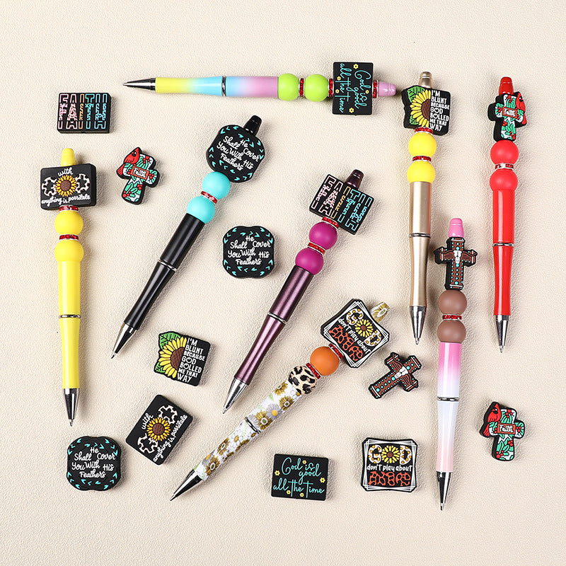 Wholesale 20pcs   Faith silicone beads  Focal Beads