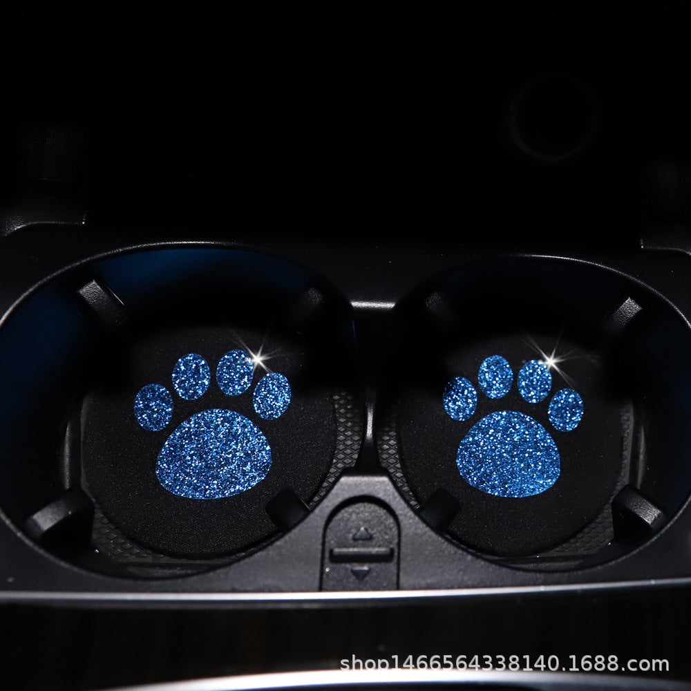 Wholesale Hot Stamping Dog Paw Print Foaming Material Car Tea Coaster Anti-slip Mat