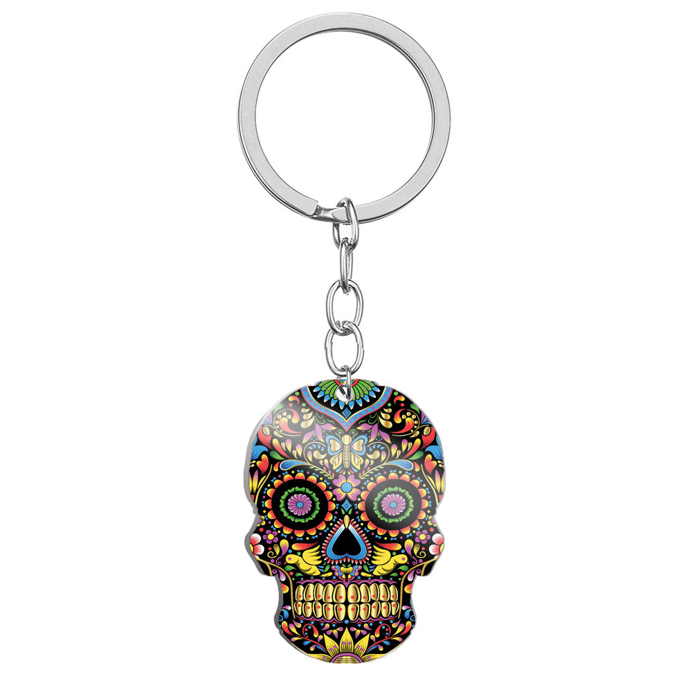Wholesale Day of the Dead Skull Stainless Steel Keychains