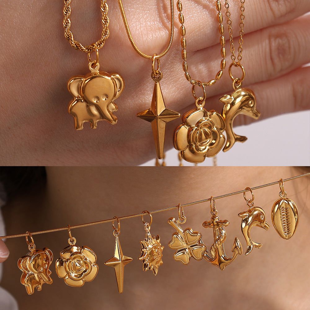 Wholesale Stainless Steel Sun Dolphin Pendant Necklace