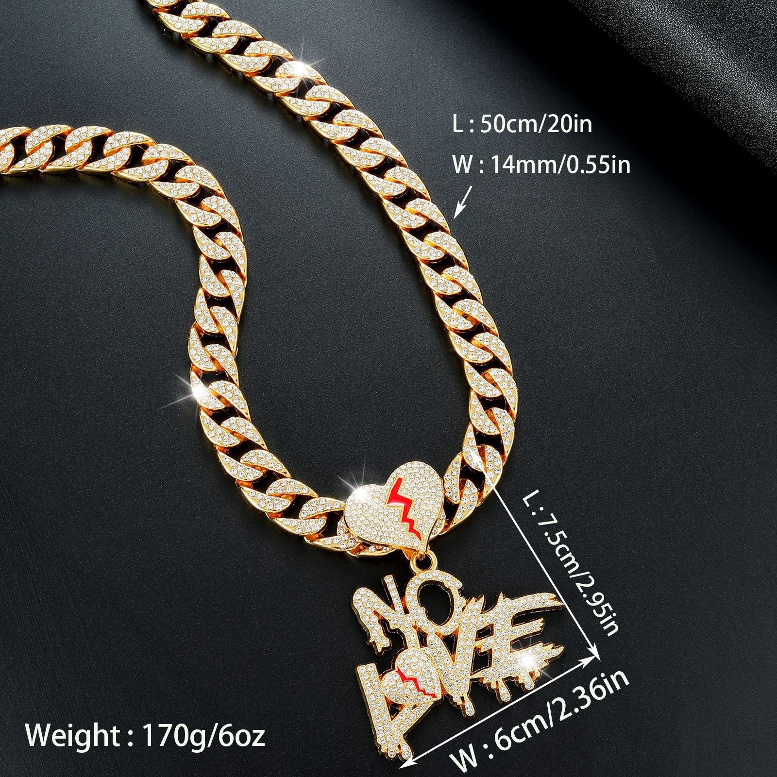 Wholesale Diamond-studded English lettering hip-hop Cuban necklace