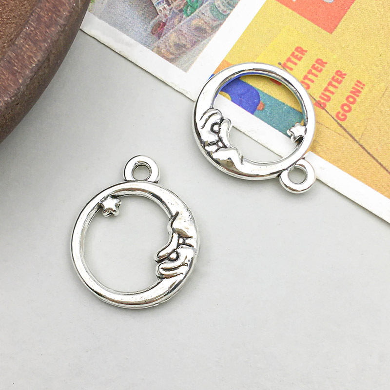 Wholesale Antique Silver Alloy Retro Simulation Star, Moon, Sun DIY Pendant