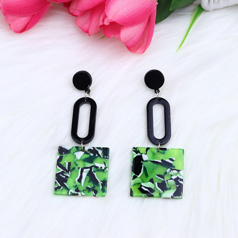 Wholesale Colorful square long acrylic earrings