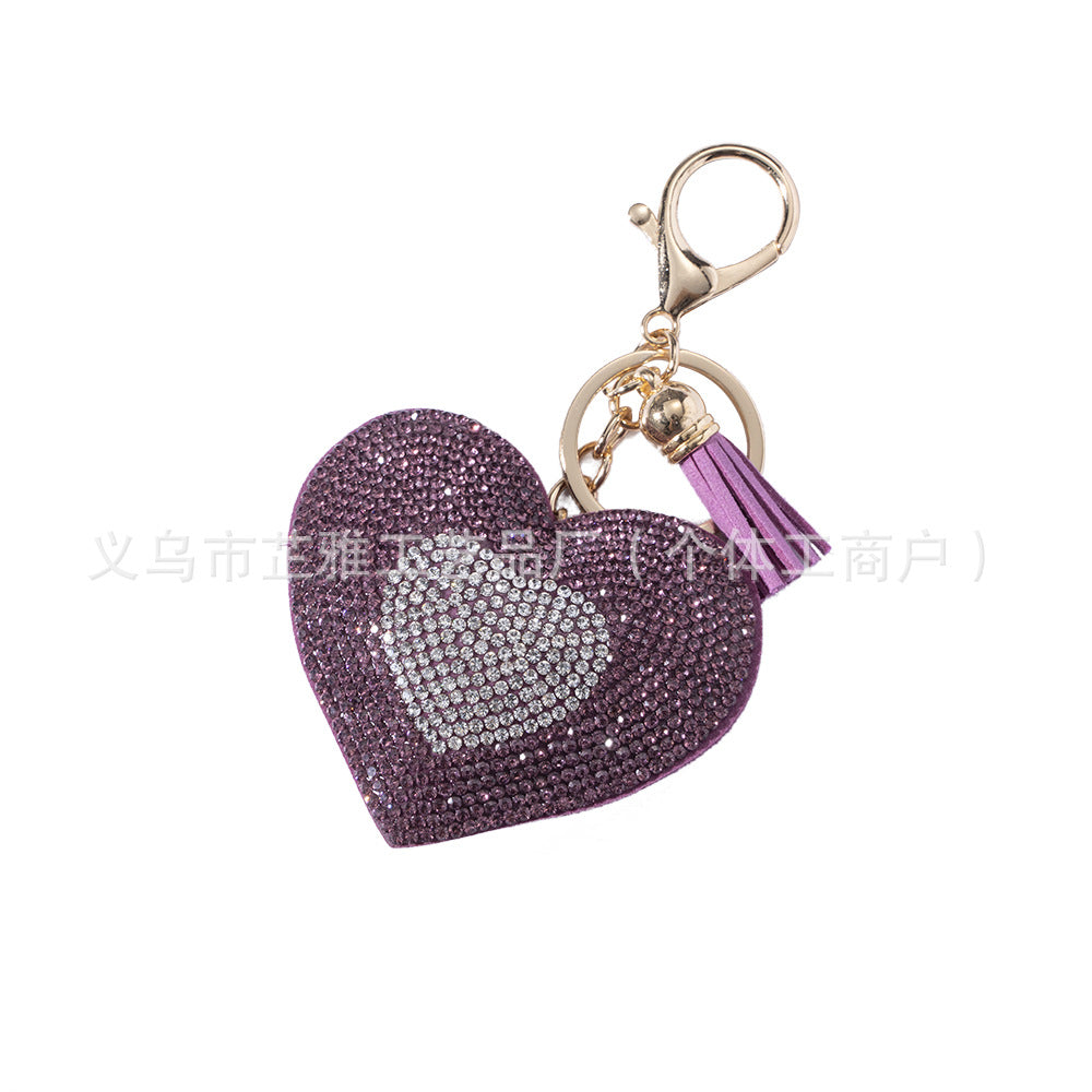 Wholesale Diamond-studded two-color heart-shaped creative keychain accessory