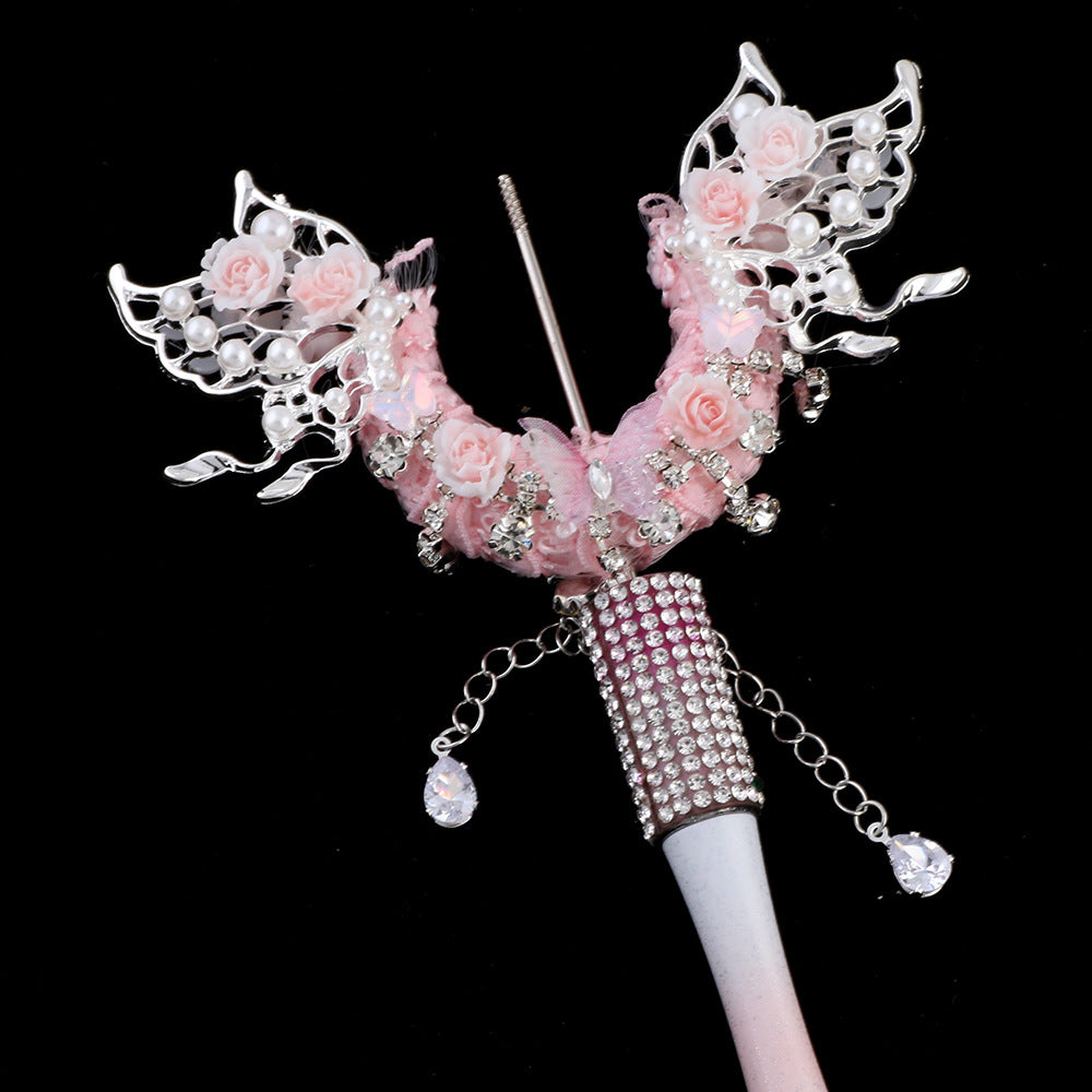 Wholesale Mengli Heavy Industries — Large " Moon Boat"  Design: Tasseled,  Openwork Wing-Shaped Straight-Hole Beads — DIY Accessories for Pens,  Keychains,  and Bag Chains ( Polymer Clay)
