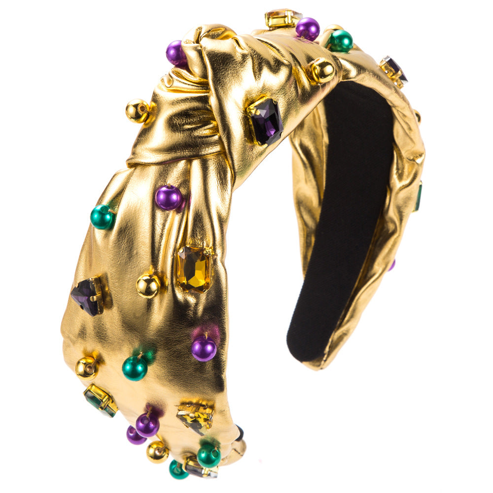 Wholesale Irish Festival Hand-sewn Pearl Knotted High Skull Carnival Headband