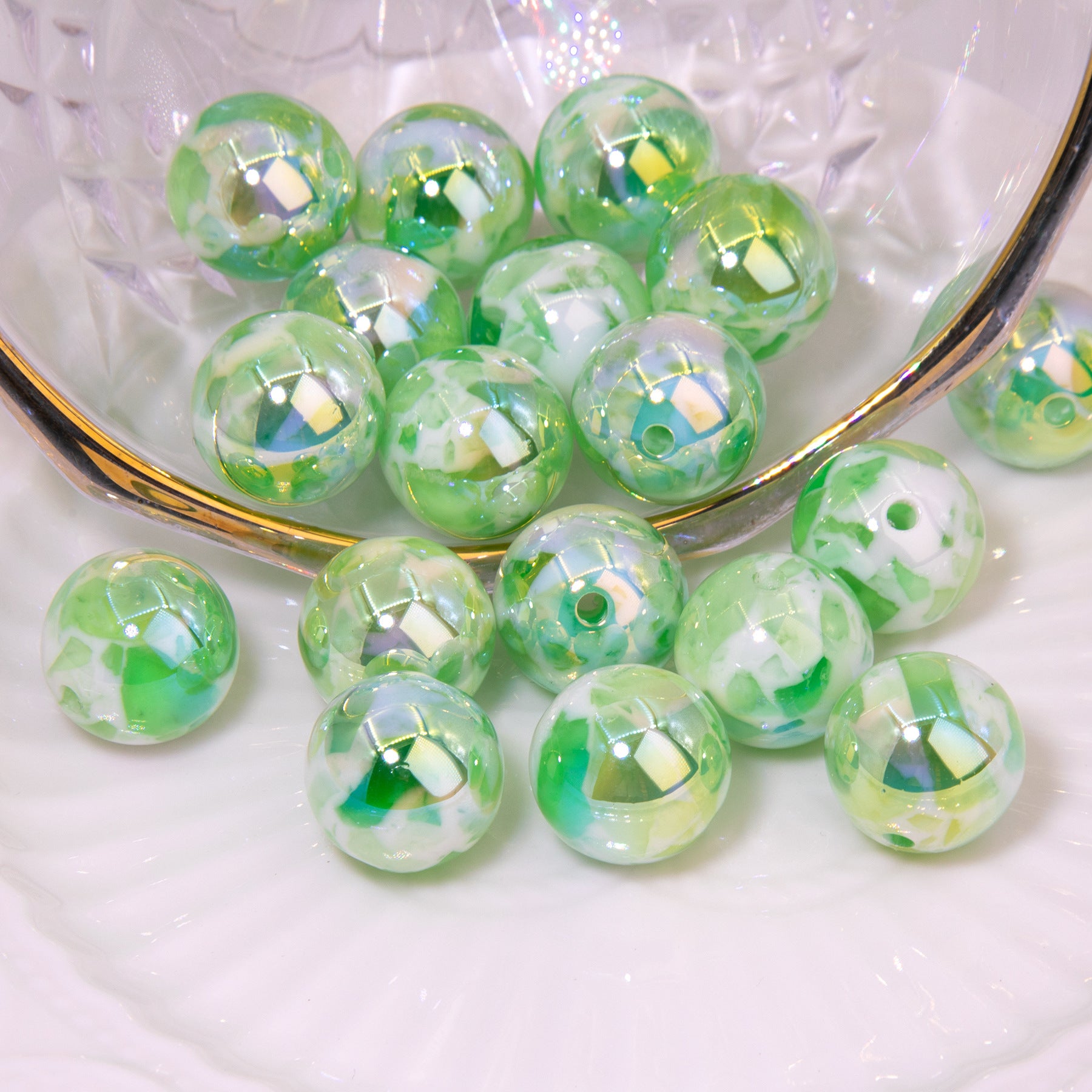 Wholesale 10pcs Colorful Galaxy Resin Round Beads