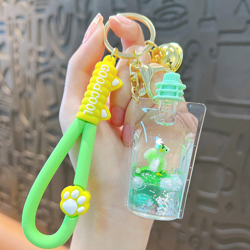 Wholesale Oil Filled Dinosaur Jelly Bottle Cute Liquid Quicksand Pendant Keychain