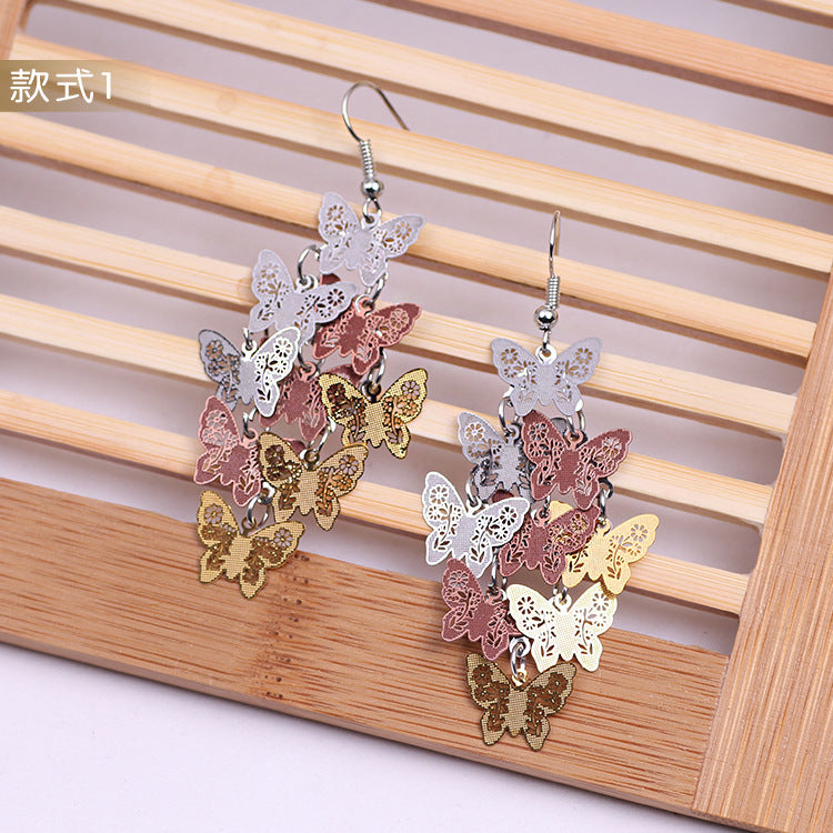 Wholesale Fashionable Temperament Butterfly Colorful Small Nine Pieces of Earrings