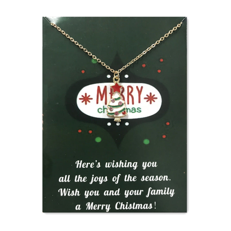 Wholesale Christmas Tree Pendant Card Necklace Clavicle Chain