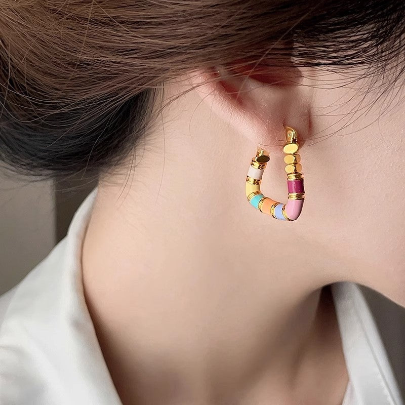 Wholesale Colored enamel earrings dopamine earrings