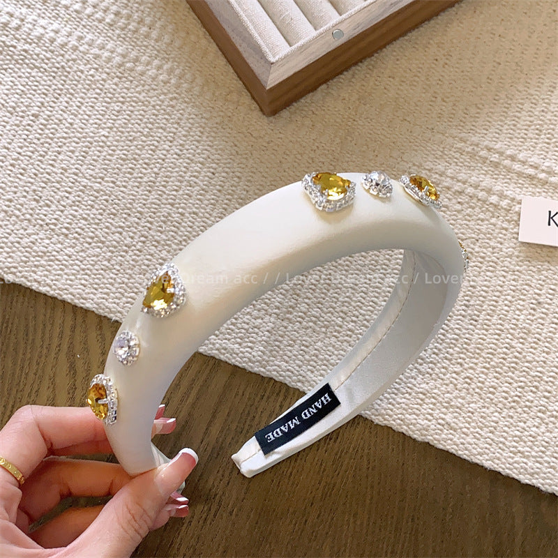 Wholesale Colorful Love Rhinestone Sponge Headband