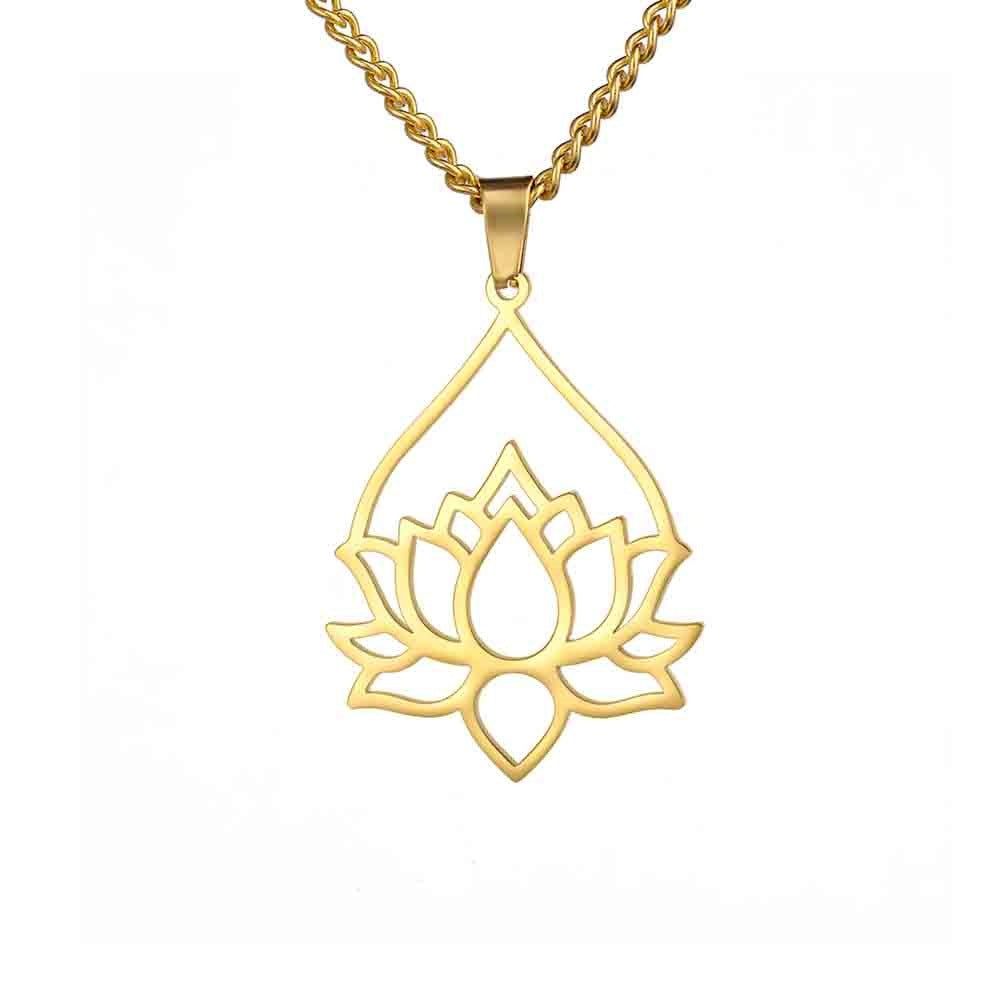 Wholesale Fashion Hollow Lotus Moon Stainless Steel Women's Necklace