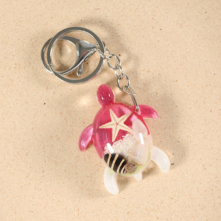 Wholesale 6pcs Resin Glue Starfish Turtle Shape Keychain