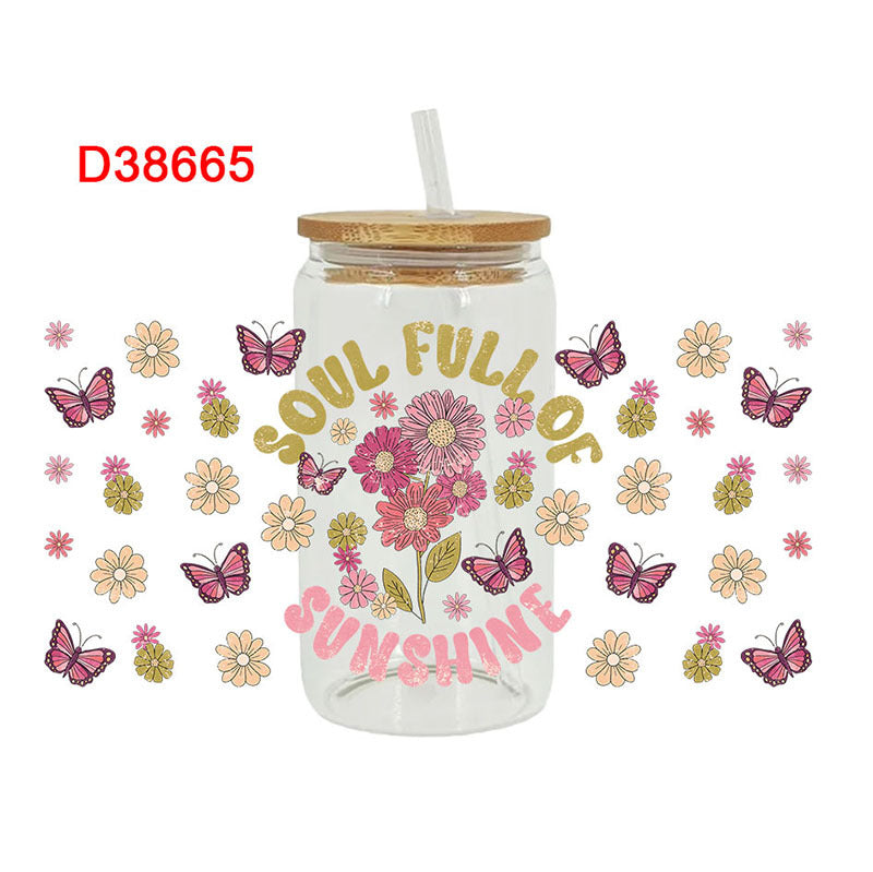 Wholesale UV transfer sticker for glass cups crystal label crystal sticker 16OZ UV DTF WRAPS