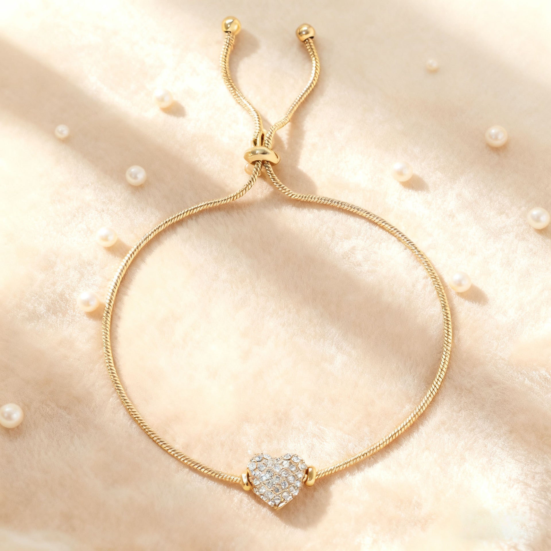 Wholesale Diamond studded heart-shaped pull-out bracelet