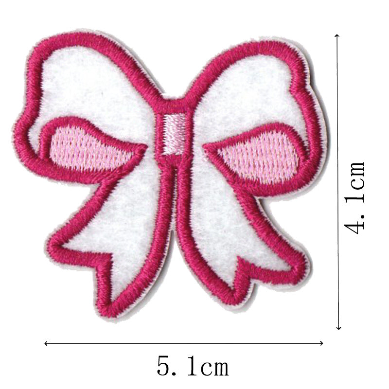 Wholesale Pink bow embroidery DIY Patches