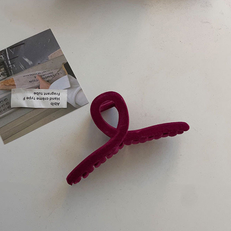 Wholesale Red Flocked Crimson Christmas Hair Clip  Velvet Hair Accessories