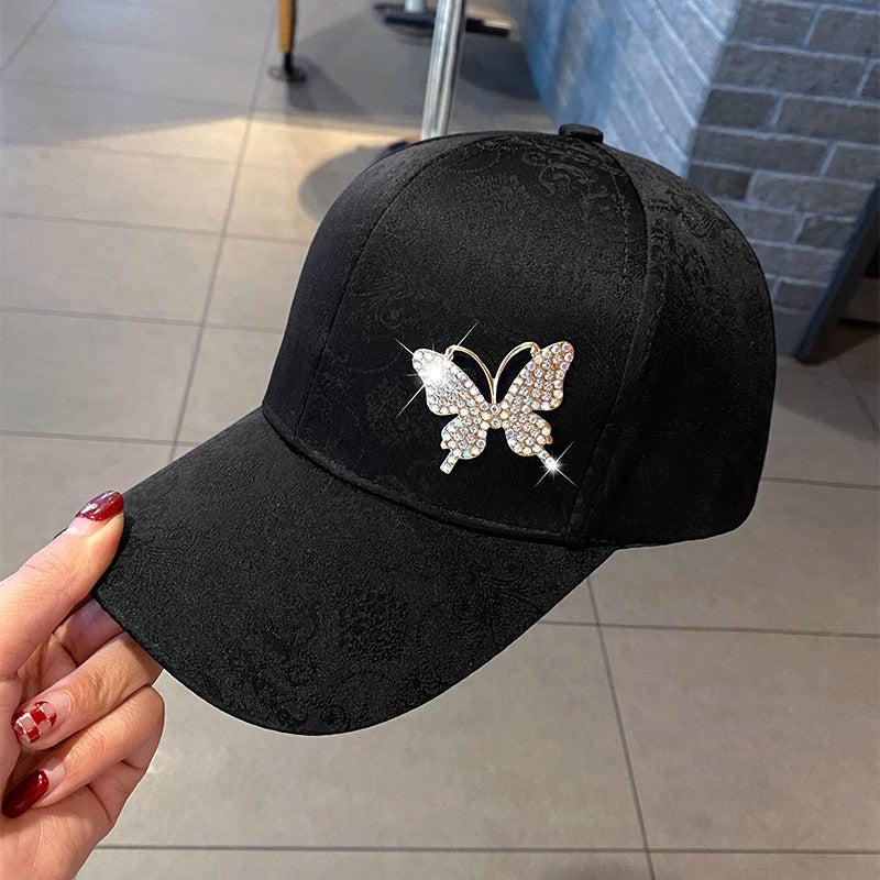 Wholesale Rhinestone lace pattern butterfly fashionable all-match sun protection baseball hat