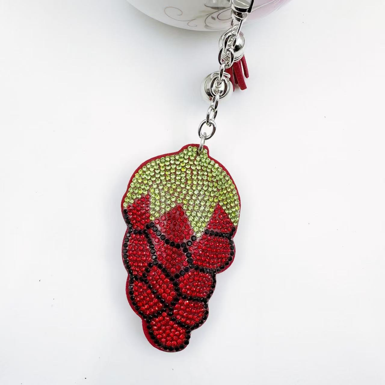 Wholesale Zinc Alloy Rhinestone Fruit Keychain Purple Boutique Resale Gift For Bags And