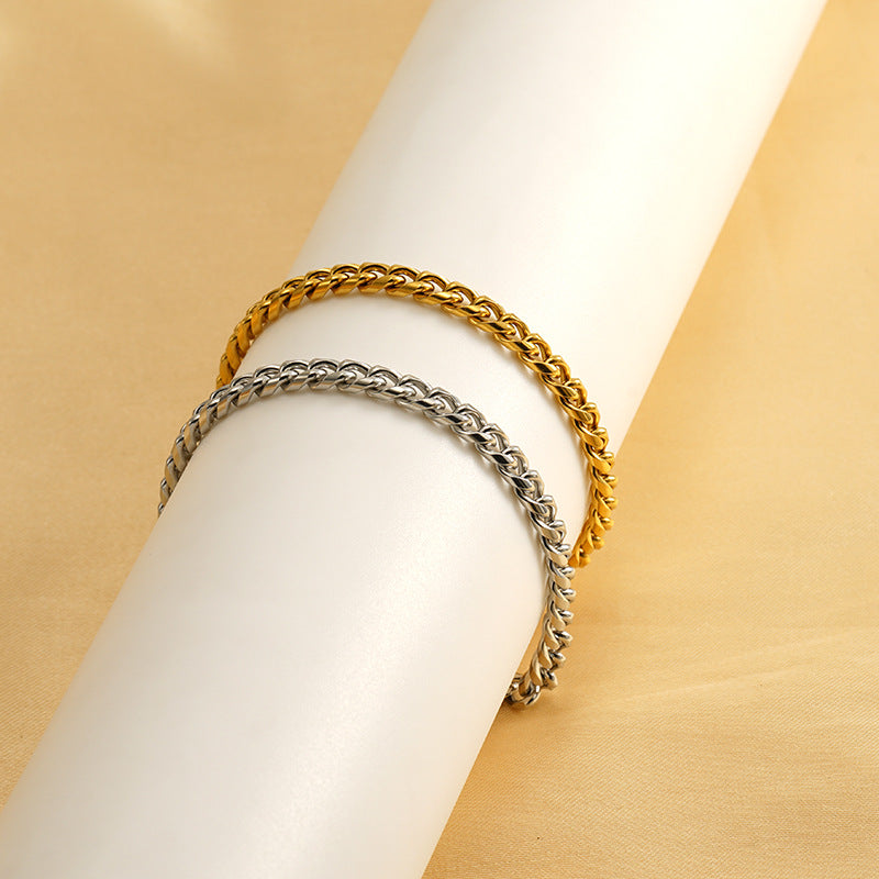 Wholesale Titanium steel interlocking rings gold and silver bracelet