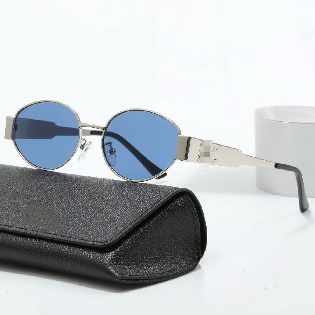 Wholesale Retro old money style metal oval sunglasses