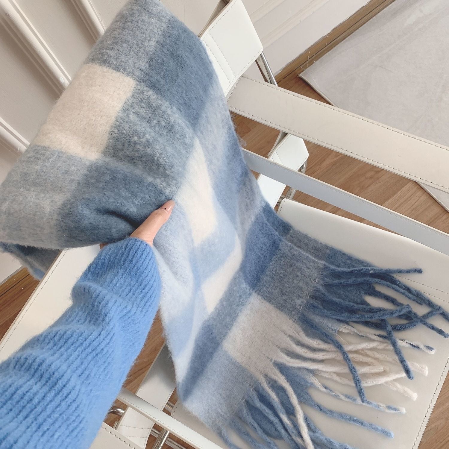 Wholesale Winter Long Thickened Warm Hoop Yarn Plaid Scarf