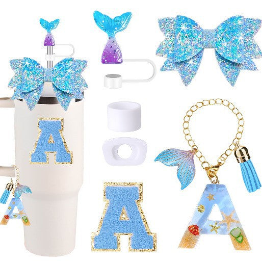 Wholesale Swallowtail bow decoration colorful sequins resin pendant flower straw cap letter cup sticker