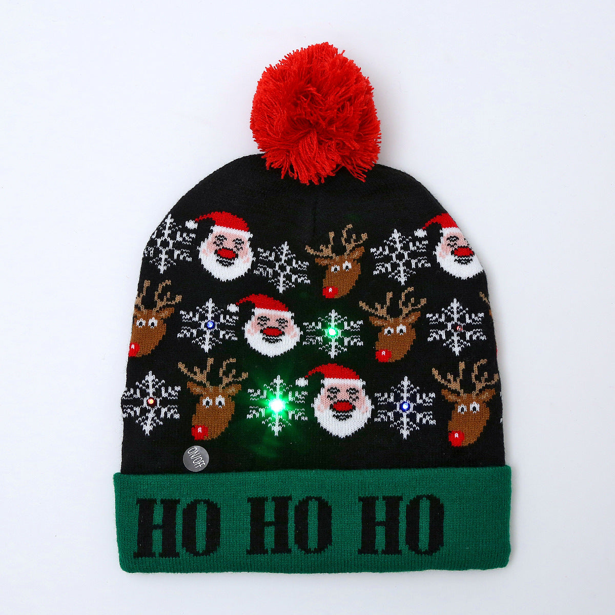 Wholesale Jacquard LED Christmas Knitted Beanie