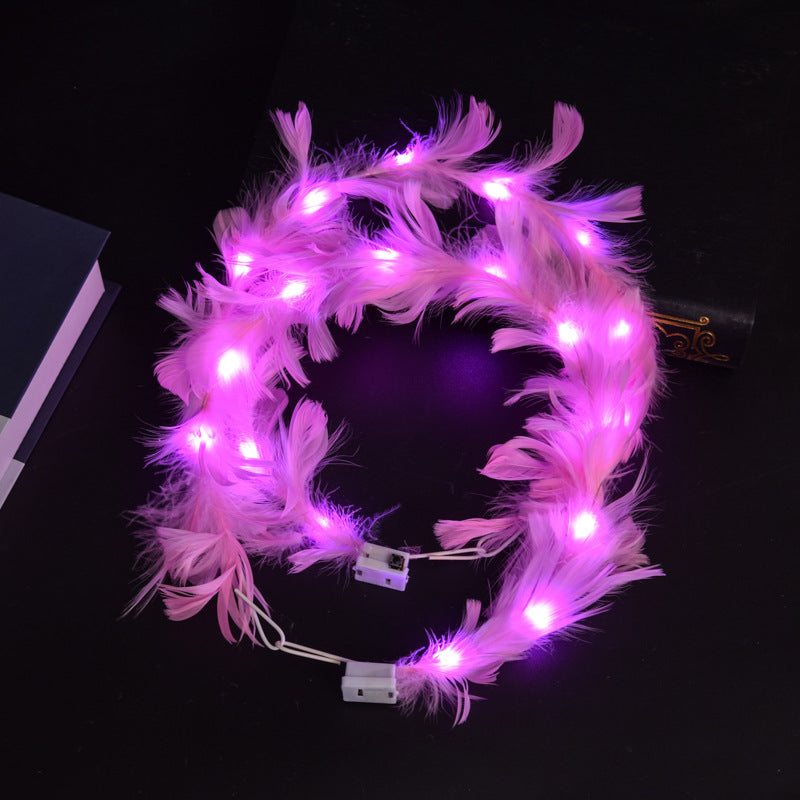 Wholesale Plush Luminous Goose Feather Wreath