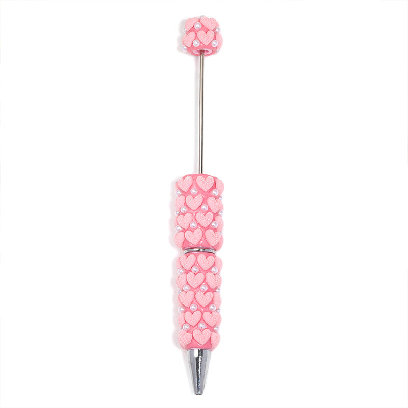 Wholesale 5pcs Macaron-colored gravel heart beaded pen clay bead pen