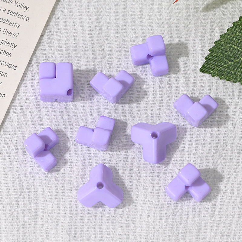 Wholesale  10pcs/pack Acrylic dopamine splicing oblique hole square stacking loose beads  Acrylic Beads