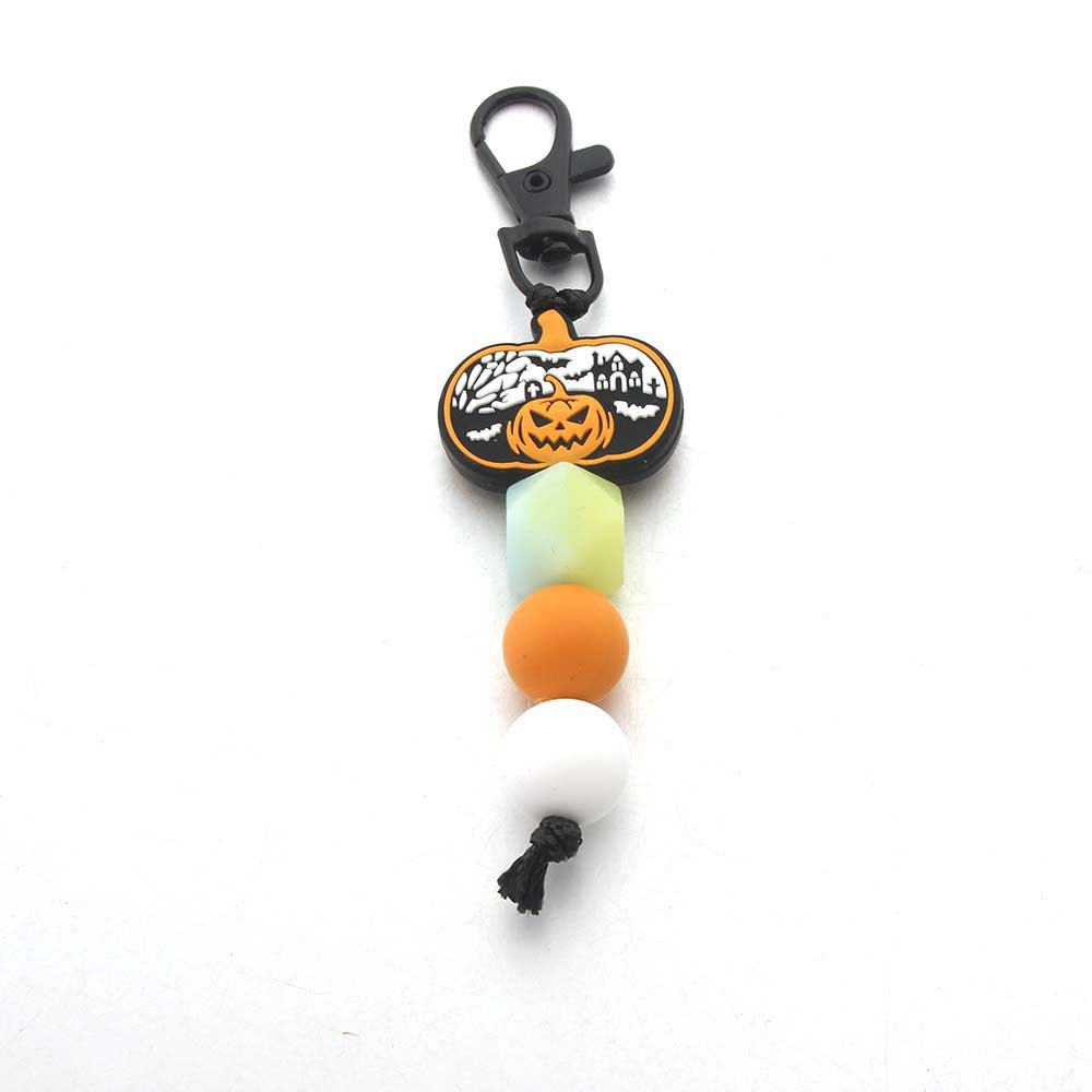 Wholesale Silicone Luminous Beaded Halloween Keychain