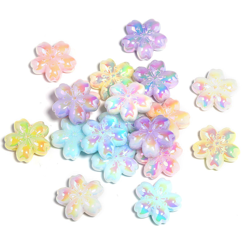 Wholesale 100pcs Acrylic Double-sided Oil Dripping Cherry Blossom Beads
