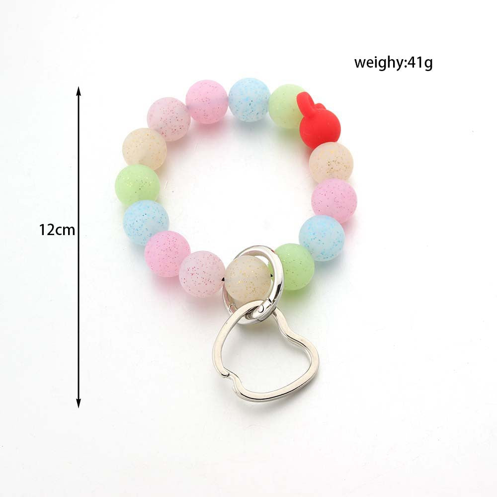 Wholesale Bohemian Transparent Printed Silicone Apple Wrist Keychain